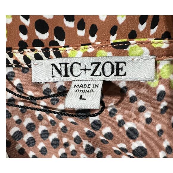 NIC+ZOE COMPANY TOP WOMENS SIZE LARGE DOTTY PALMS TANK BROWN NEW - Picture 4 of 13